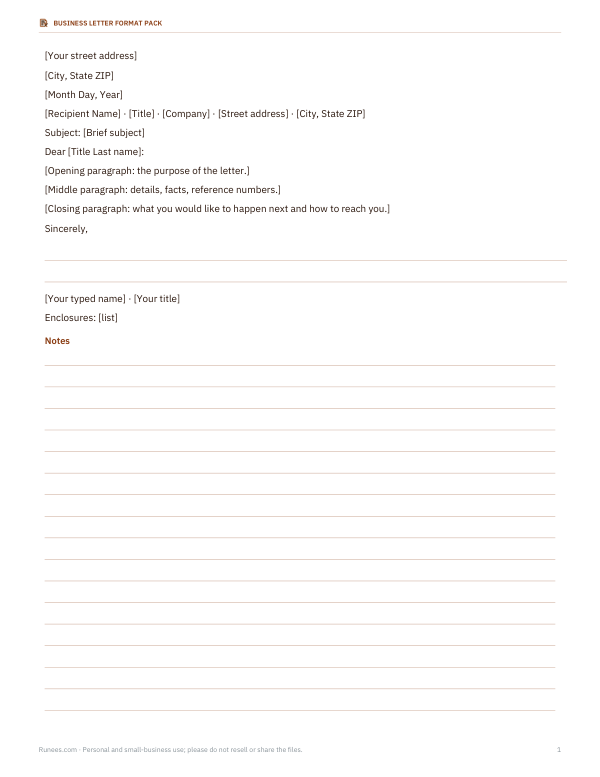 Preview of Full Block Letter Template